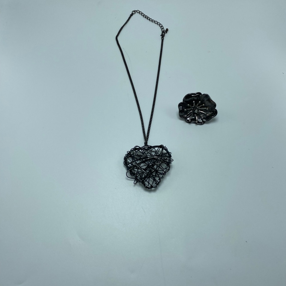 Elegant Black Necklace and Ring Set